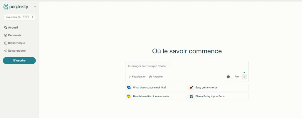 tableau de bord perplexe AI